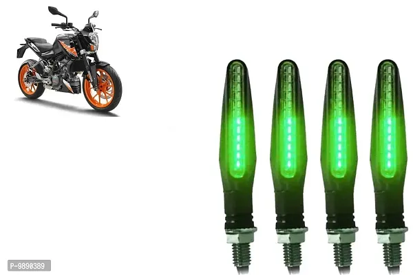 PremiumKtm Style Sleek Pencil Type Green LED Indicators for Bike Motorcycle Turn Signal Blinkers Light Suitable for KTM Duke 200, Pack of 4, Green