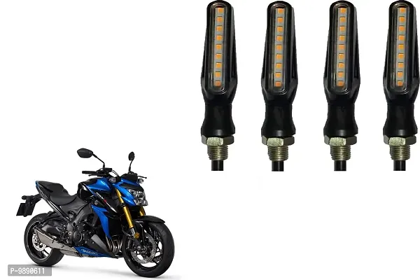 PremiumKTM Style Sleek Pencil Type Yellow LED Indicators for Bike Motorcycle Turn Signal Blinkers Light Suitable for Suzuki GSX S1000, Pack of 4, Yellow