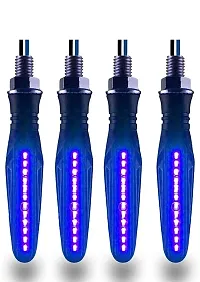 PremiumKTM Style Sleek Pencil Type Blue LED Indicators for Bike Motorcycle Turn Signal Blinkers Light Suitable for Suzuki GSX R1000, Pack of 4, Blue-thumb2