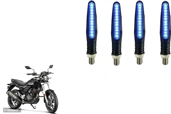 PremiumKTM Style Sleek Pencil Type Blue LED Indicators for Bike Motorcycle Turn Signal Blinkers Light Suitable for Hero XPulse 200 T, Pack of 4, Blue-thumb0
