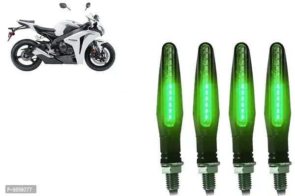PremiumKtm Style Sleek Pencil Type Green LED Indicators for Bike Motorcycle Turn Signal Blinkers Light Suitable for Honda CBR 1000 RR, Pack of 4, Green-thumb0