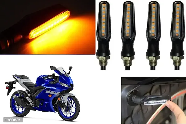 PremiumKTM Style Sleek Pencil Type Yellow LED Indicators for Bike Motorcycle Turn Signal Blinkers Light Suitable for Yamaha YZF R3, Pack of 4, Yellow-thumb0