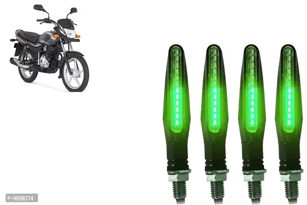 PremiumKtm Style Sleek Pencil Type Green LED Indicators for Bike Motorcycle Turn Signal Blinkers Light Suitable for Bajaj Platina Comfertec, Pack of 4, Green