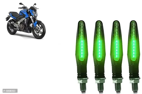 PremiumKtm Style Sleek Pencil Type Green LED Indicators for Bike Motorcycle Turn Signal Blinkers Light Suitable for Bajaj Dominar 400, Pack of 4, Green-thumb0