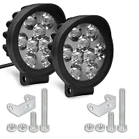 PremiumWaterproof 9 Round Cap LED Fog Light Head Lamp for Bajaj Discover 125 ST, Set of 2, Free On Off Switch-thumb2