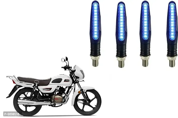 PremiumKTM Style Sleek Pencil Type Blue LED Indicators for Bike Motorcycle Turn Signal Blinkers Light Suitable for TVS Radeon, Pack of 4, Blue
