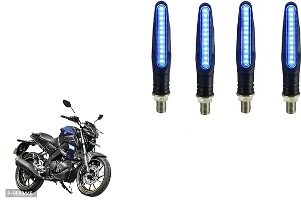 PremiumKTM Style Sleek Pencil Type Blue LED Indicators for Bike Motorcycle Turn Signal Blinkers Light Suitable for Yamaha MT 15, Pack of 4, Blue-thumb0