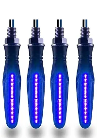 PremiumKTM Style Sleek Pencil Type Blue LED Indicators for Bike Motorcycle Turn Signal Blinkers Light Suitable for Hero XF3 R, Pack of 4, Blue-thumb2
