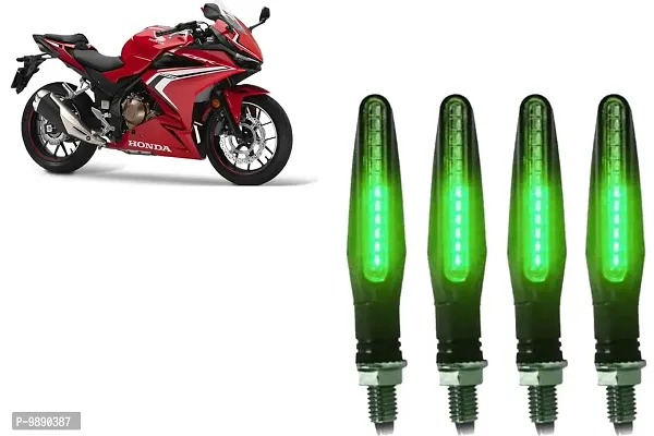 PremiumKtm Style Sleek Pencil Type Green LED Indicators for Bike Motorcycle Turn Signal Blinkers Light Suitable for Honda CBR500 R, Pack of 4, Green-thumb0