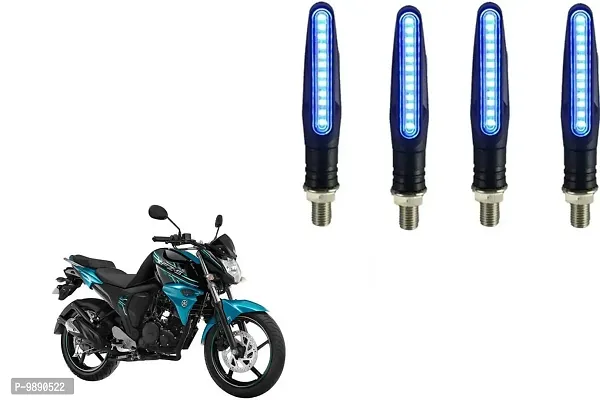 PremiumKTM Style Sleek Pencil Type Blue LED Indicators for Bike Motorcycle Turn Signal Blinkers Light Suitable for Yamaha FZ S FI, Pack of 4, Blue