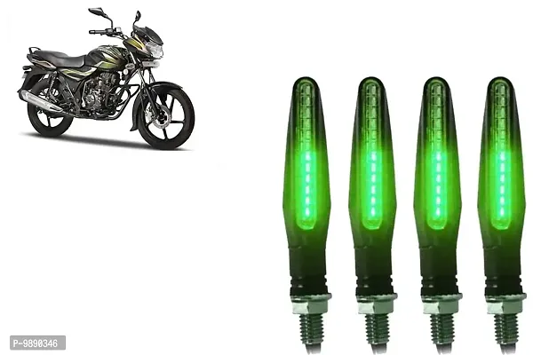 PremiumKtm Style Sleek Pencil Type Green LED Indicators for Bike Motorcycle Turn Signal Blinkers Light Suitable for Bajaj Discover 100, Pack of 4, Green-thumb0
