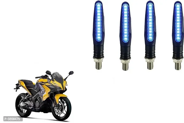 PremiumKTM Style Sleek Pencil Type Blue LED Indicators for Bike Motorcycle Turn Signal Blinkers Light Suitable for Bajaj Pulsar SS400, Pack of 4, Blue