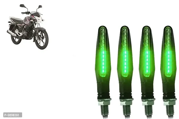 PremiumKtm Style Sleek Pencil Type Green LED Indicators for Bike Motorcycle Turn Signal Blinkers Light Suitable for Bajaj Discover 125 M, Pack of 4, Green-thumb0