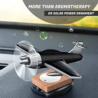 Premium Solar Powered Natural Aromatherapy Air Freshener Airplane Shaped Perfume Ornament Eliminates Bad Odors Perfect For Automobiles Offices And Homes 1 Pc, Black And Chrome-thumb2
