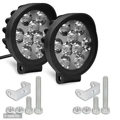 PremiumWaterproof 9 Round Cap LED Fog Light Head Lamp for Bajaj Discover 135, Set of 2, Free On Off Switch-thumb3