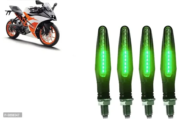 PremiumKtm Style Sleek Pencil Type Green LED Indicators for Bike Motorcycle Turn Signal Blinkers Light Suitable for KTM RC 200, Pack of 4, Green-thumb0