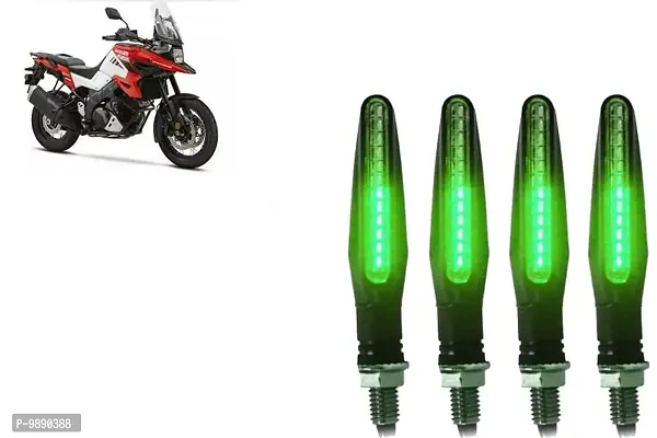 PremiumKtm Style Sleek Pencil Type Green LED Indicators for Bike Motorcycle Turn Signal Blinkers Light Suitable for Suzuki V Strom 1050, Pack of 4, Green