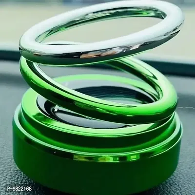Premium Air Freshener Double Loop Rotary Suspension ABS chrome Green Air Conditioner Perfume Dashboard Air Freshener Car Ornament Solar EnergyGreen