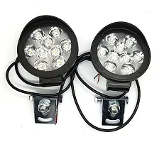 PremiumWaterproof 9 Round Cap LED Fog Light Head Lamp for Bajaj Avenger Street 220, Set of 2, Free On Off Switch-thumb1