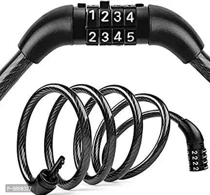 PremiumBike Number Lock 4 Digit/Helmet Lock/Steel Cable Lock/Bicycle Cycle Lock for Royal Enfield Classic Chrome-thumb4
