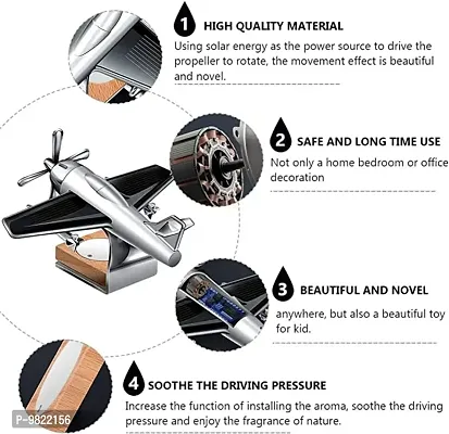 Premium Solar Powered Natural Aromatherapy Air Freshener Airplane Shaped Perfume Ornament Eliminates Bad Odors Perfect For Automobiles Offices And Homes 1 Pc, SILVER-thumb3