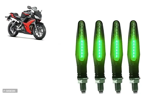 PremiumKtm Style Sleek Pencil Type Green LED Indicators for Bike Motorcycle Turn Signal Blinkers Light Suitable for Hero HX 250 R, Pack of 4, Green