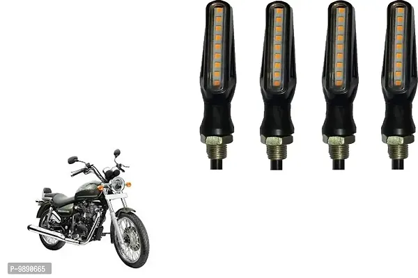 PremiumKTM Style Sleek Pencil Type Yellow LED Indicators for Bike Motorcycle Turn Signal Blinkers Light Suitable for Royal Enfield Thunderbird 500, Pack of 4, Yellow-thumb0