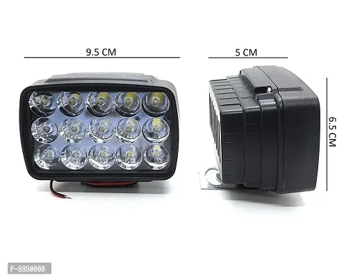 PremiumWaterproof 15 LED Fog Light Head Lamp for Mahindra Gusto, Set of 2, Free On/Off Switch-thumb2