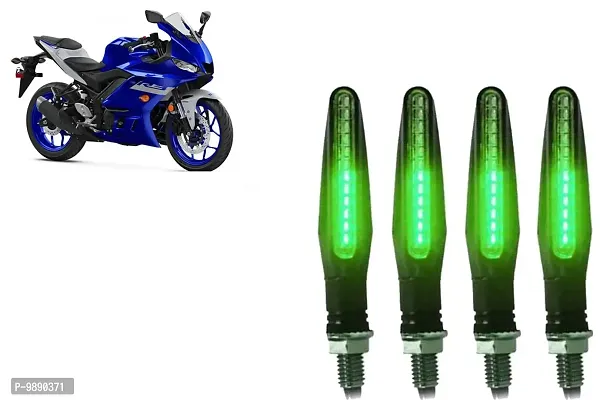 PremiumKtm Style Sleek Pencil Type Green LED Indicators for Bike Motorcycle Turn Signal Blinkers Light Suitable for Yamaha YZF R3, Pack of 4, Green-thumb0