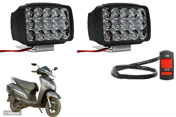 PremiumWaterproof 15 LED Fog Light Head Lamp for Honda Activa 125 BS6, Set of 2, Free On/Off Switch-thumb0