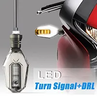 Premium U Shape Front Rear Side Indicator LED Blinker Light for Bajaj V12, White and Yellow, Pack of 4-thumb2