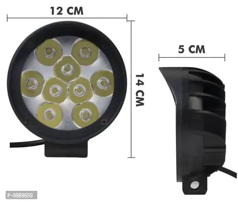 PremiumWaterproof 9 Round Cap LED Fog Light Head Lamp for Bajaj Avenger Street 220, Set of 2, Free On Off Switch-thumb4