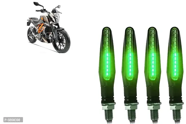 PremiumKtm Style Sleek Pencil Type Green LED Indicators for Bike Motorcycle Turn Signal Blinkers Light Suitable for KTM Duke 390, Pack of 4, Green-thumb0