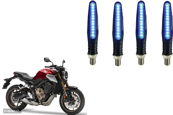 PremiumKTM Style Sleek Pencil Type Blue LED Indicators for Bike Motorcycle Turn Signal Blinkers Light Suitable for Honda CB650 R, Pack of 4, Blue