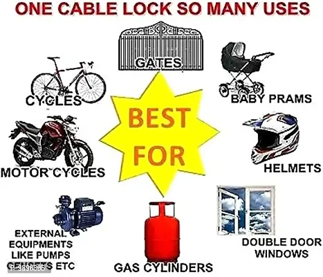 PremiumBike Number Lock 4 Digit/Helmet Lock/Steel Cable Lock/Bicycle Cycle Lock for Bajaj Pulsar 135LS-thumb2