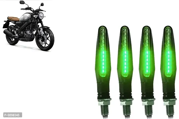 PremiumKtm Style Sleek Pencil Type Green LED Indicators for Bike Motorcycle Turn Signal Blinkers Light Suitable for Yamaha XSR155, Pack of 4, Green