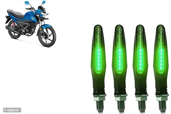 PremiumKtm Style Sleek Pencil Type Green LED Indicators for Bike Motorcycle Turn Signal Blinkers Light Suitable for Honda Livo, Pack of 4, Green