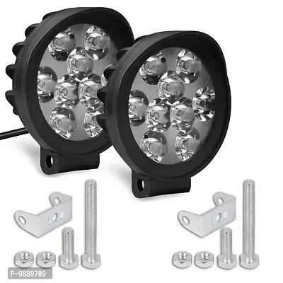 PremiumWaterproof 9 Round Cap LED Fog Light Head Lamp for Bajaj Discover 150, Set of 2, Free On Off Switch-thumb3