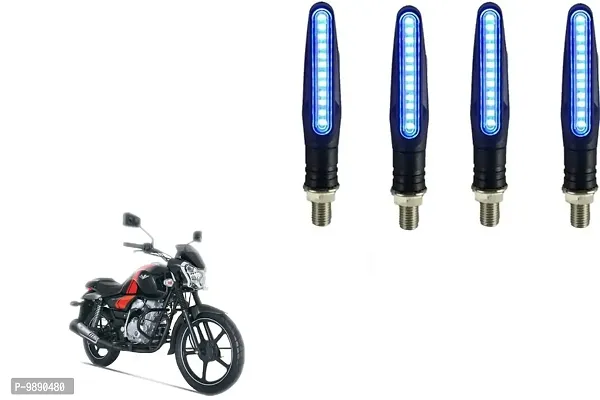 PremiumKTM Style Sleek Pencil Type Blue LED Indicators for Bike Motorcycle Turn Signal Blinkers Light Suitable for Bajaj V12, Pack of 4, Blue