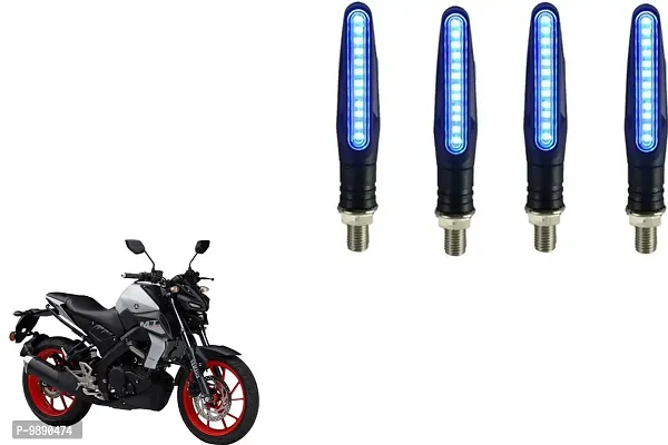 PremiumKTM Style Sleek Pencil Type Blue LED Indicators for Bike Motorcycle Turn Signal Blinkers Light Suitable for Yamaha MT 15 BS6, Pack of 4, Blue