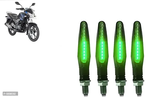 PremiumKtm Style Sleek Pencil Type Green LED Indicators for Bike Motorcycle Turn Signal Blinkers Light Suitable for Bajaj Discover 125 T, Pack of 4, Green-thumb0