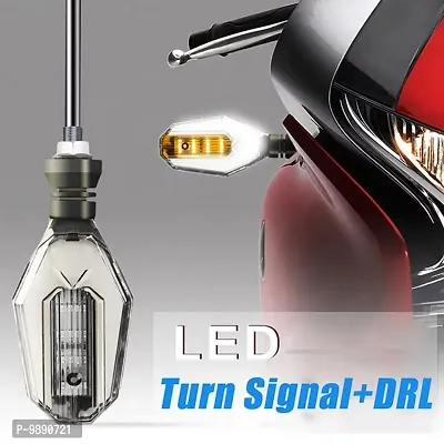 Premium U Shape Front Rear Side Indicator LED Blinker Light for KTM 125 Duke, White and Yellow, Pack of 4-thumb3