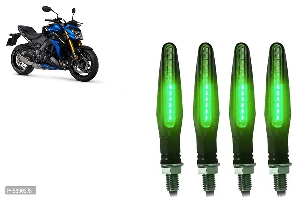 PremiumKtm Style Sleek Pencil Type Green LED Indicators for Bike Motorcycle Turn Signal Blinkers Light Suitable for Suzuki GSX S1000, Pack of 4, Green-thumb0