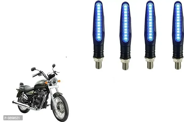 PremiumKTM Style Sleek Pencil Type Blue LED Indicators for Bike Motorcycle Turn Signal Blinkers Light Suitable for Royal Enfield Thunderbird 350, Pack of 4, Blue-thumb0