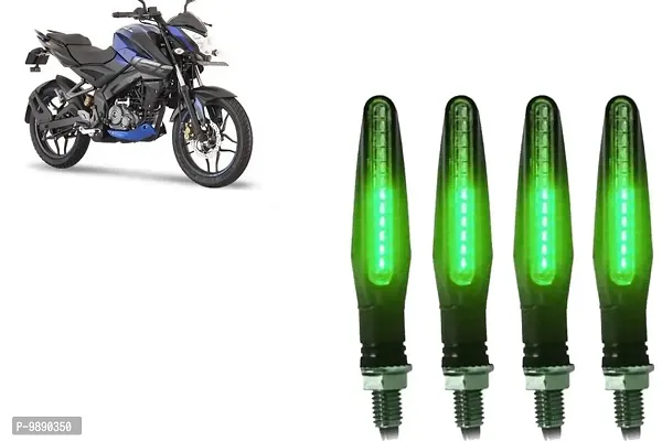 PremiumKtm Style Sleek Pencil Type Green LED Indicators for Bike Motorcycle Turn Signal Blinkers Light Suitable for Bajaj Pulsar NS 160, Pack of 4, Green