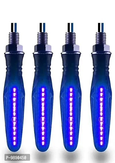 PremiumKTM Style Sleek Pencil Type Blue LED Indicators for Bike Motorcycle Turn Signal Blinkers Light Suitable for BULLET , Pack of 4, Blue-thumb3