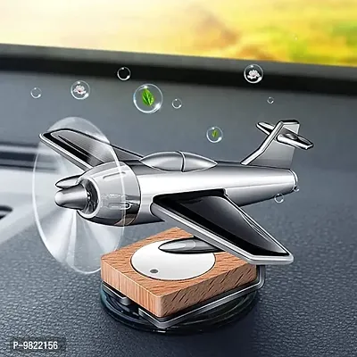 Premium Solar Powered Natural Aromatherapy Air Freshener Airplane Shaped Perfume Ornament Eliminates Bad Odors Perfect For Automobiles Offices And Homes 1 Pc, SILVER-thumb0
