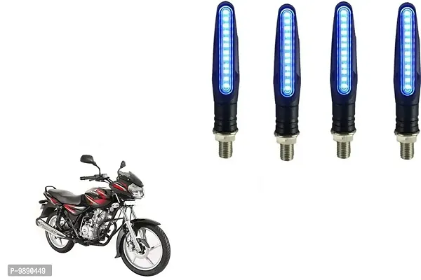 PremiumKTM Style Sleek Pencil Type Blue LED Indicators for Bike Motorcycle Turn Signal Blinkers Light Suitable for Bajaj Discover 125, Pack of 4, Blue-thumb0