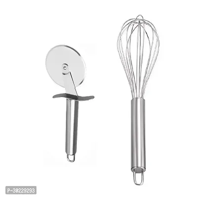 Classic Stainless Steel Pizza Cutter With Stainless Steel Egg Beater 2 Pieces-thumb0