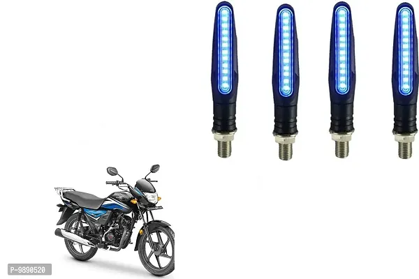PremiumKTM Style Sleek Pencil Type Blue LED Indicators for Bike Motorcycle Turn Signal Blinkers Light Suitable for Honda Dream Neo, Pack of 4, Blue-thumb0